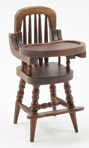 Dollhouse Miniature High Chair, Walnut